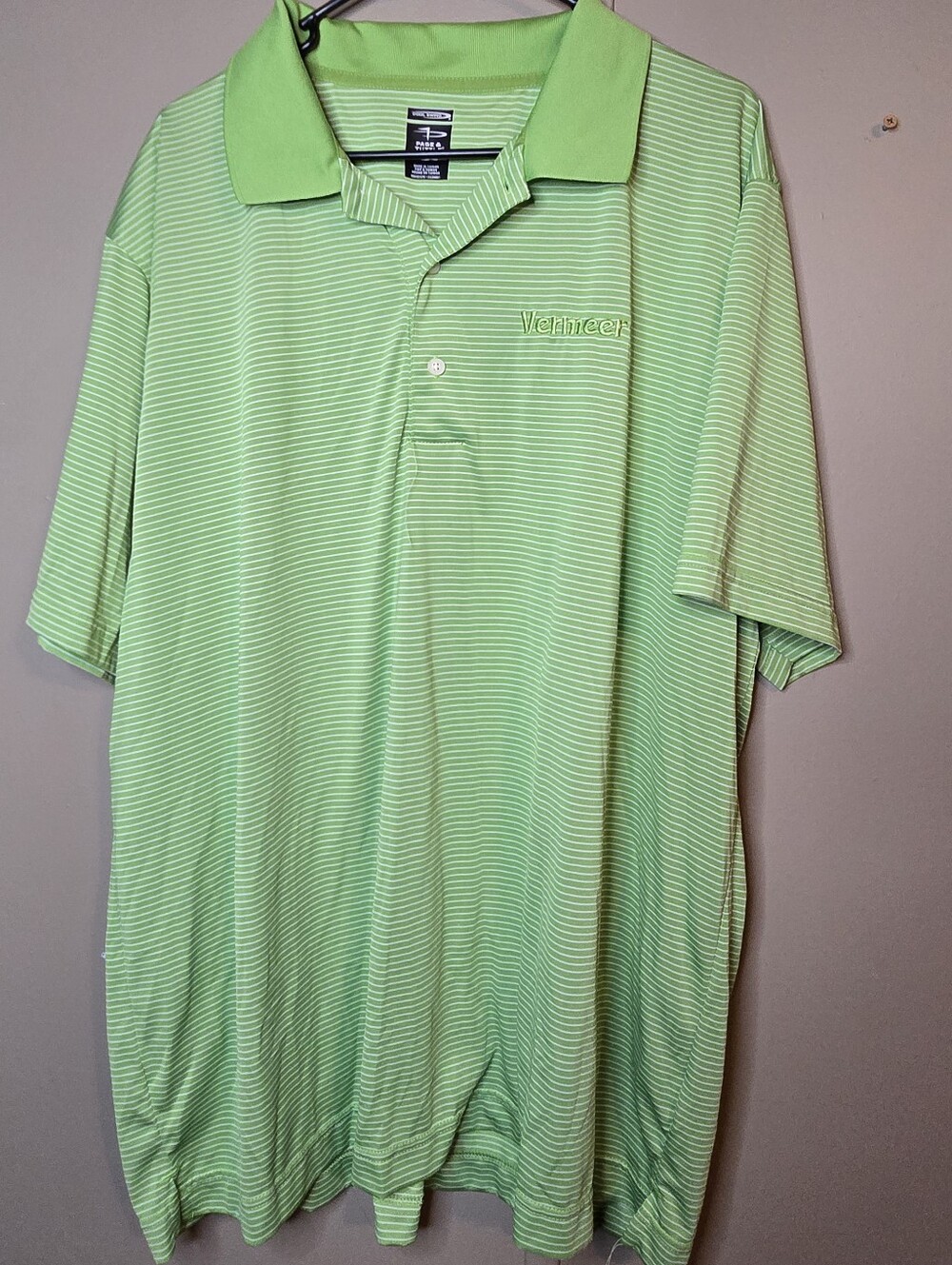 Men's Light Green Striped Polo
